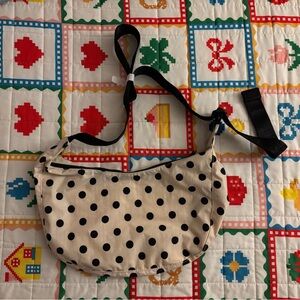 BAGGU Cream Polka Dot Crossbody Bag — Black Dots MEDIUM